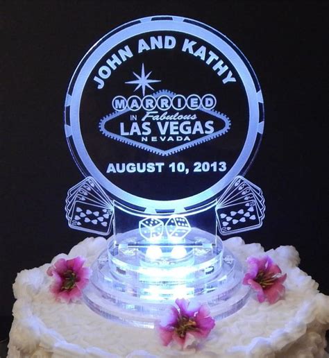 Las Vegas Lighted Wedding Cake Topper Acrylic Laser Engraved Led Cake Top 2710683 Weddbook