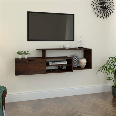 Premium White Walnut Wooden Tv Unit WallMantra