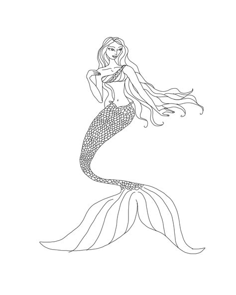 realistic mermaid coloring pages   print