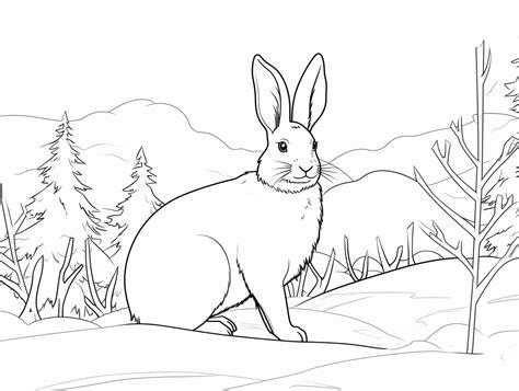 Snowshoe Hare Artwork To Color Coloring Page