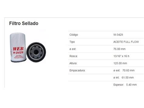 Filtro De Aceite Web W Wix Millard Ml Mercado Libre