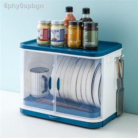 Mua HÀNG HOT phy spbgnTủ bếp hộp đựng bộ đồ ăn có nắp đậy để vào bát đĩa thoát nước giá nhựa