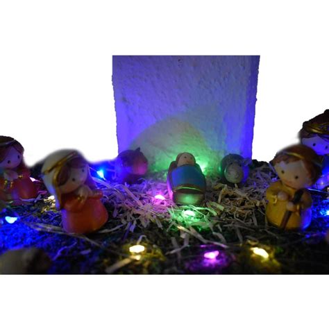 Capanna Completa Presepe Con Nativit Pastori Prato Luci Stella Grotta