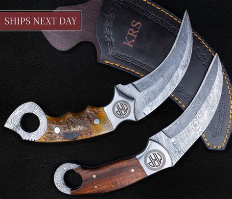 Custom Karambit Damascus Hunting Knife Hand Forged Damascus Bowie