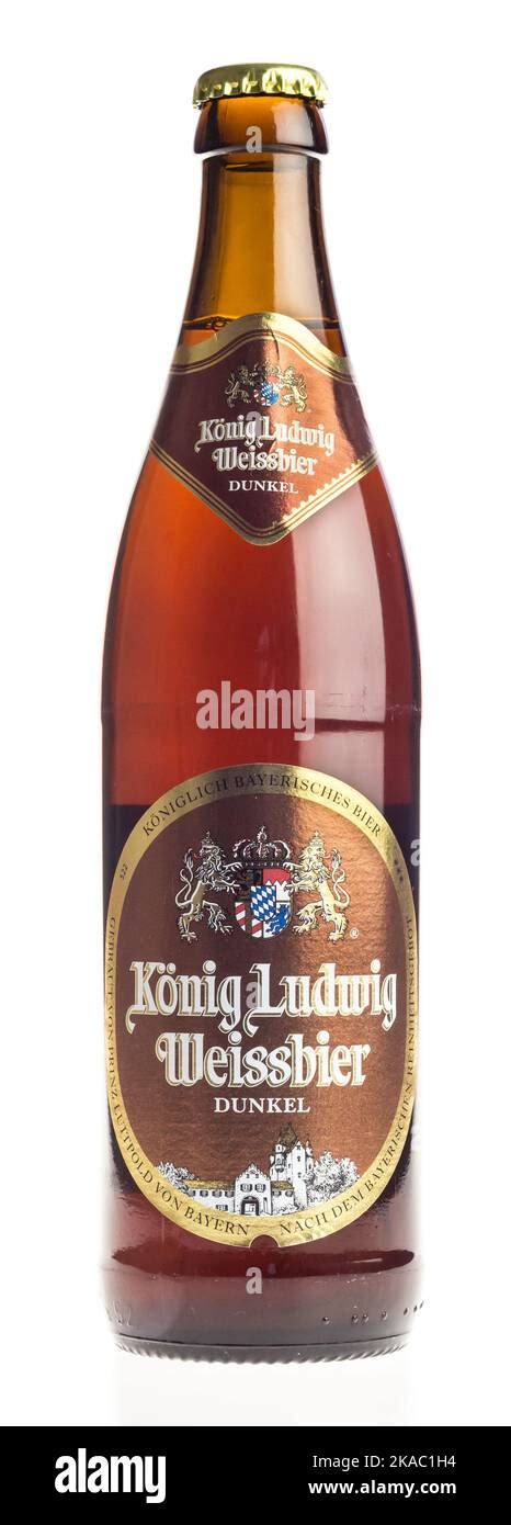 Bottle Of German Konig Ludwig Dark Wheat Beer Isolated On A White