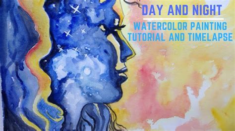 Day And Night Watercolor Painting Time Lapse And Tutorial YouTube