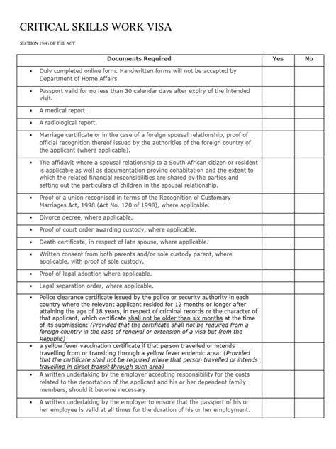 Vfs Revised Trv Checklists Batch 1 Criticalskills Pdf Travel Visa