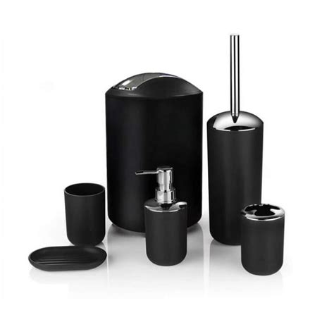 6pcs Luxury Bathroom Set Trash Can Lotion Dispenser Toothbrush Holder Toilet Brush Cup