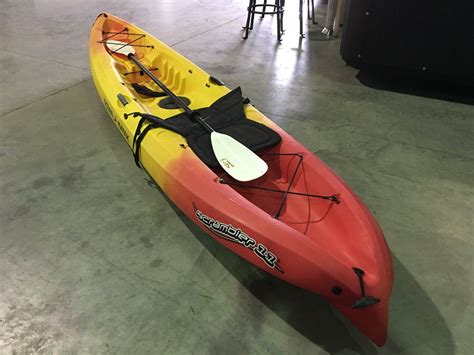 Scrambler 11 Ocean Kayak Yellow And Orange Complete With Paddle And Seat Cushion Pad