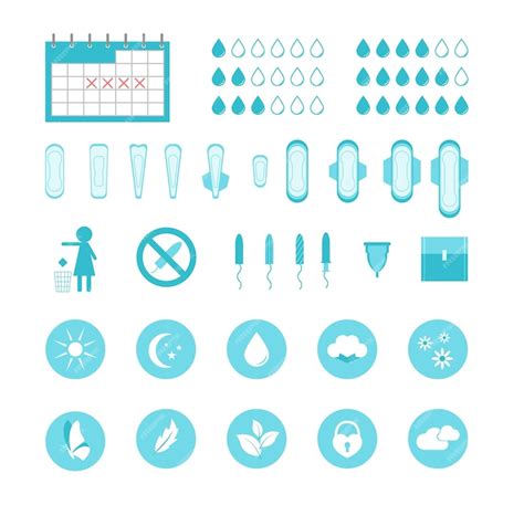 Premium Vector Cartoon Feminine Hygiene Products Icons Set Vector