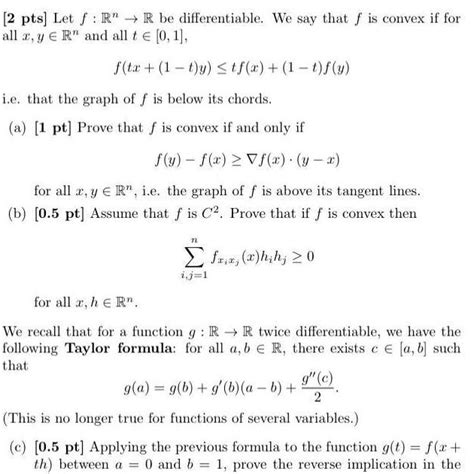 Answered 2 Pts Let Fr R Be Differentiable We Say That F Is Convex If