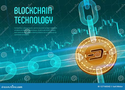 Traço Moeda Cripto Corrente De Bloco Moeda Dourada Física Isométrica Do