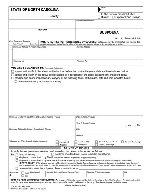 Subpoena Form Fill Out And Sign Printable Pdf Template