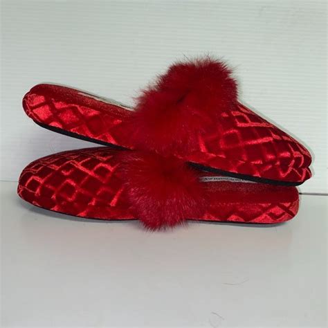 Laura Ashley Shoes Laura Ashley Red Velvet And Rabbit Fur Womens