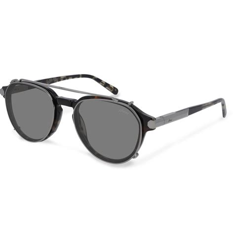 Brioni Aviator Style Tortoiseshell Acetate And Gunmetal Tone