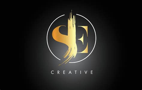 Golden SE Brush Stroke Letter Logo Design Black Paint Logo Leters Icon