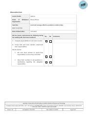 Bsbldr Observation Form V Docx Observation Form Learner Name