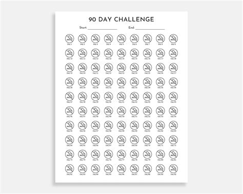 Quit Smoking Printable Challenge Stop Smoking Tracker Etsy UK