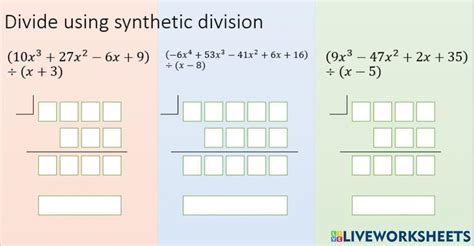 Synthetic Division Practice Worksheet (editable and fillable resource) - Worksheets Library