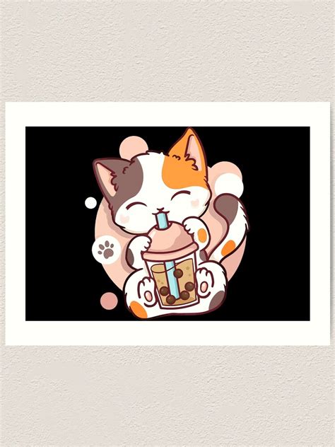 Cat Boba Tea Bubble Tea Anime Kawaii Neko Art Print For Sale By