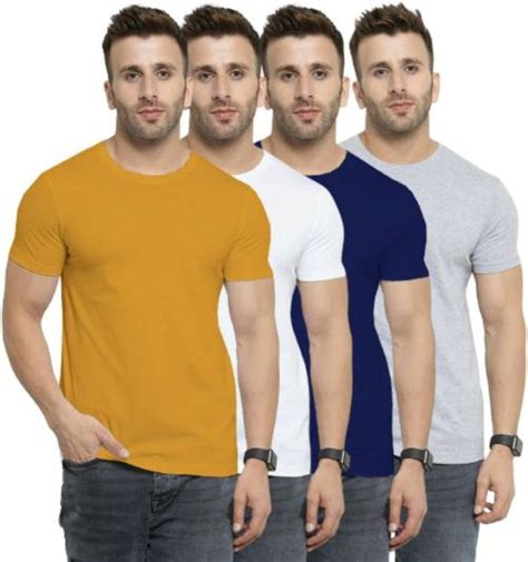 Buy Youthpoi Men Navy White Yellow Grey Solid Pure Cotton Pack Of