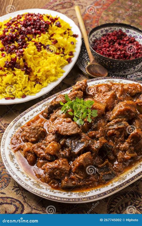 Traditional Persian Lamb Ragout Xoresht E Badenjan With Vegetable With