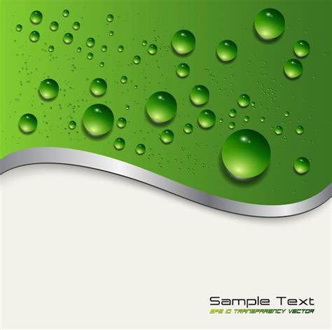 Fondo Abstracto Con Gotas De Agua En Vector Verde Vector Premium