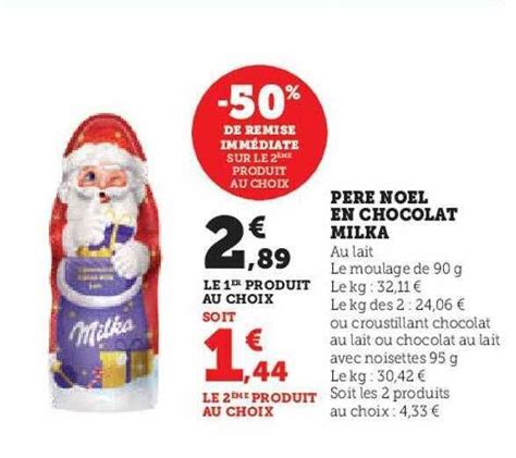 Promo Père noël en chocolat milka chez Hyper U