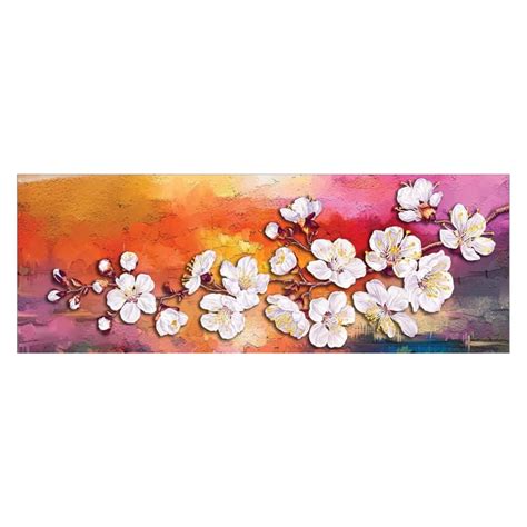 Masstone Floral Painting For Wall Decoration Emboss Painting 18x48