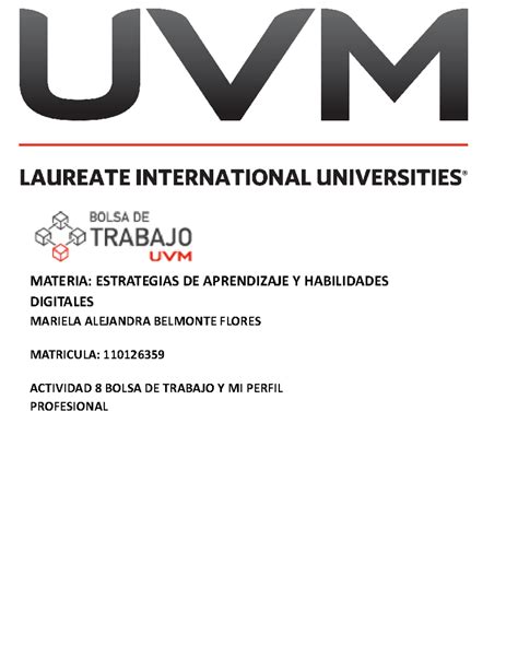 Actividad 8 Perfil profesional - MATERIA: ESTRATEGIAS DE APRENDIZAJE Y