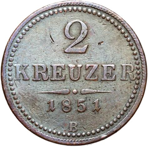 ÖSTERREICH AUSTRIA FRANZ Joseph I Münze 1 Kreuzer 1851 B Kremnitz