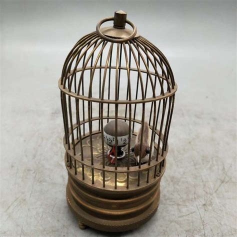 Elaborado Chin S Antigo Bronze Birdcage Rel Gio De Mesa Mec Nica Clock