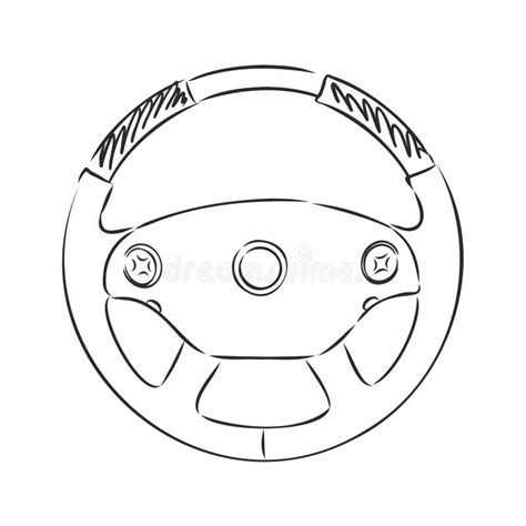 Steering Wheel Doodle Style Car Steering Wheel Vector Sketch