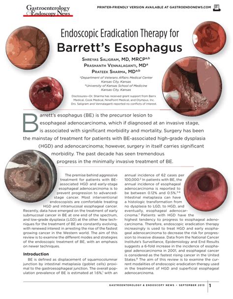 Pdf Endoscopic Eradication Therapy For Barretts Esophagus