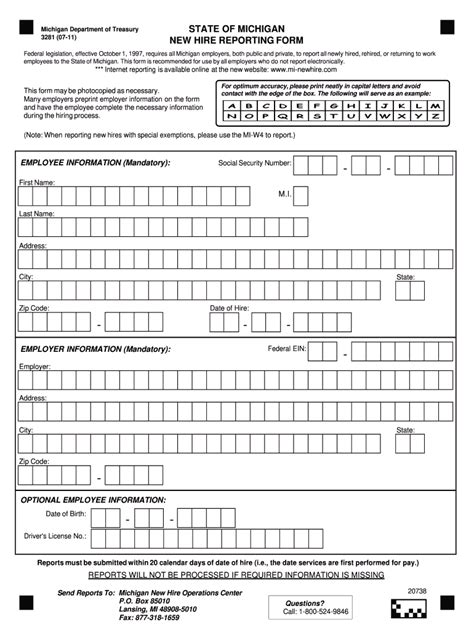 Fillable Michigan New Hire Form Printable Forms Free Online