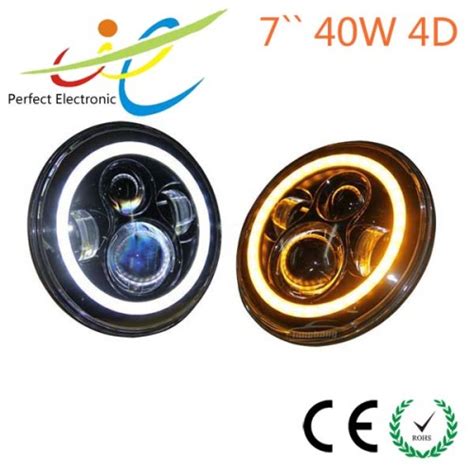 7 Inch 40w Round Led Headlights White Halo Ring Angel Eyesamber