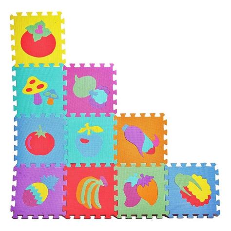 Covor Educativ Pentru Copii Tip Puzzle Cu Fructe Piese Multicolor