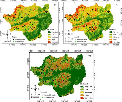 Landslide Susceptibility Map By A Fr Model B Ebf Model C Download Scientific Diagram