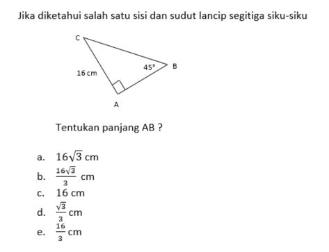 Solved Jika Diketahui Salah Satu Sisi Dan Sudut Lancip Segitiga Siku