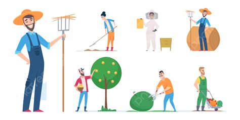 Farmer Character Set Vector Hd Png Images Farmers Characters