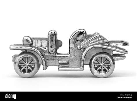 Metal Chrome Model Vintage Car On A White Background Stock Photo Alamy