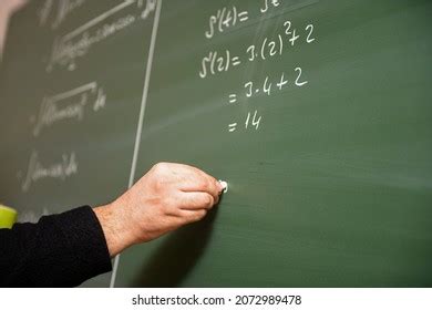 Teacher Teaching Math Lesson On Blackboard Stock Photo 2072989478 ...