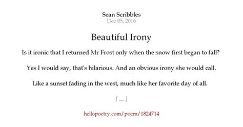 Beautiful Irony By Seanathon Hello Poetry