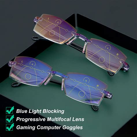 Emcak® Blue gems high hardness Anti-wear anti blue light intelligent dual focus reading glasses