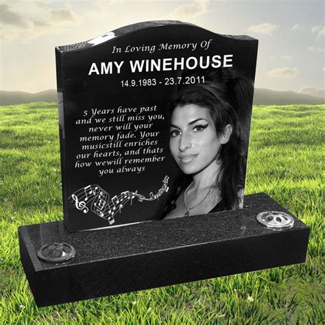 Amy Winehouse Laser Etched Black Granite Headstone Designed By Forever