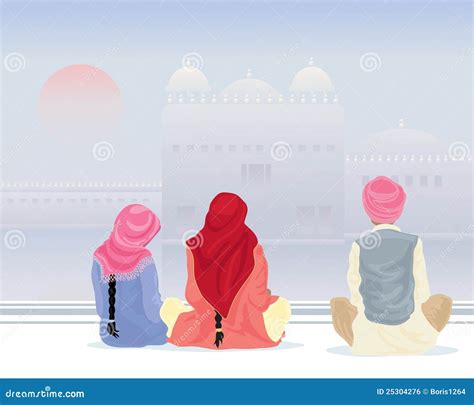 Prayer at the gurdwara stock vector. Illustration of temple - 25304276