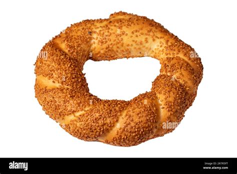 Sesame Bagel On Dark Background Turkish Street Food Circular Bread