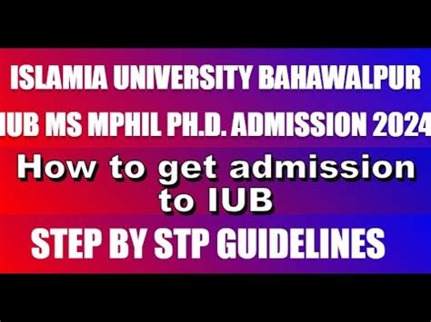 Islamia University Bahawalpur IUB MS MPhil Ph D Admission 2024 How To