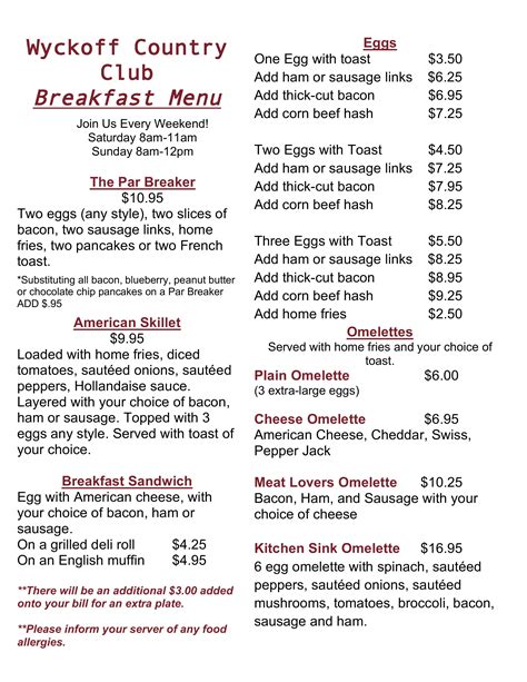 Breakfast Menu @ Wyckoff Country Club