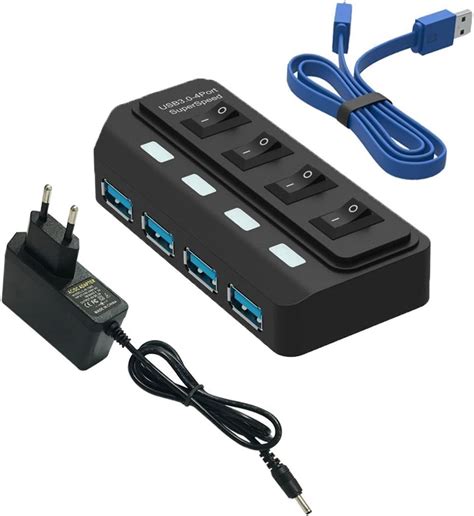 Tumao Hub Usb 30 4 Puertos Adaptador De Corriente5v2a Y Cable Usb